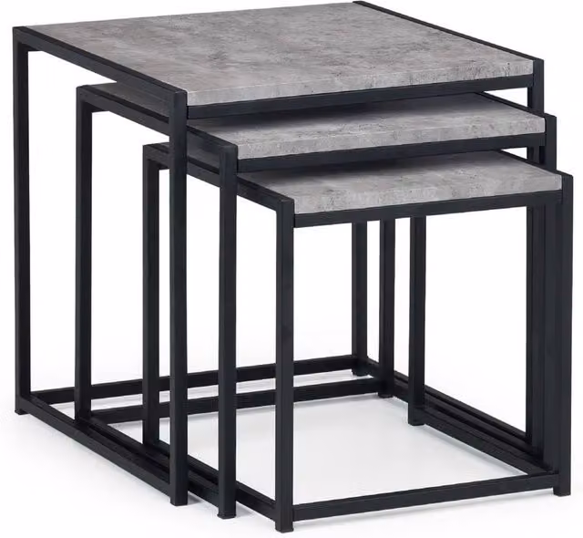 Cheshire Harstad Industrial Nest of 3 Square Tables in Concrete and Black