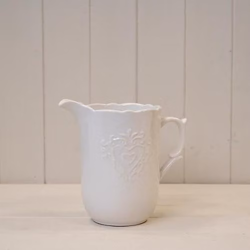 Four Candle White Multicolour Ceramic Heart Design Jug, Height: 19 cm