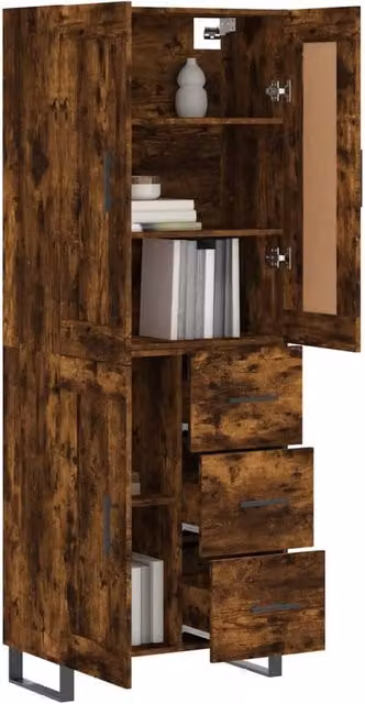 Berkfield Home Smoked Oak Highboard in Brown, W/D/H: 69.5 x 34 x 180 cm – 1