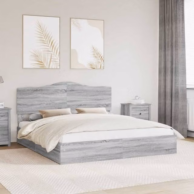 Berkfield Home Grey Sonoma Modern Storage Bed with Drawers, W/D/H: 200 x 200 cm, Engineered Wood