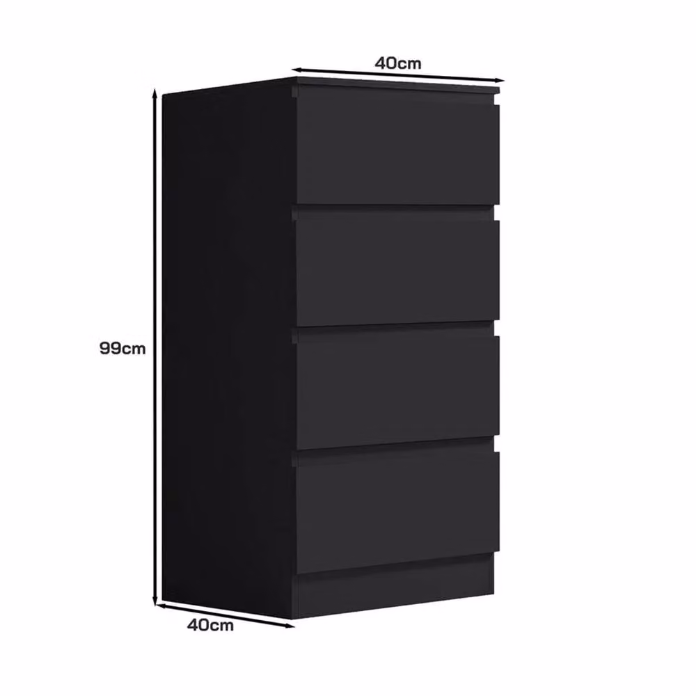 Nordara 4 Drawer Chest of Drawers in Matt Black Scandinavian Style, W: 80 cm, H: 100 cm – 2
