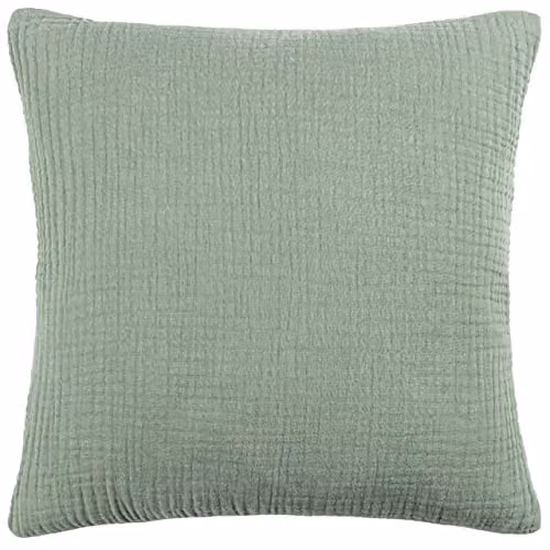 Riva Home Plain Green Cotton Square Cushion with Removable Polyester Filling W/D/H: 45 x 45 x 45 cm