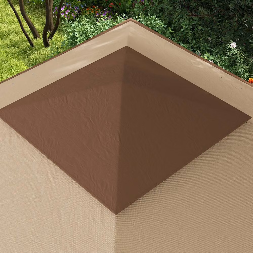 Rolipo Pop Up Gazebo Double Roof with Netting, Beige, W: 300 cm, D: 300 cm, H: 270 cm – 10