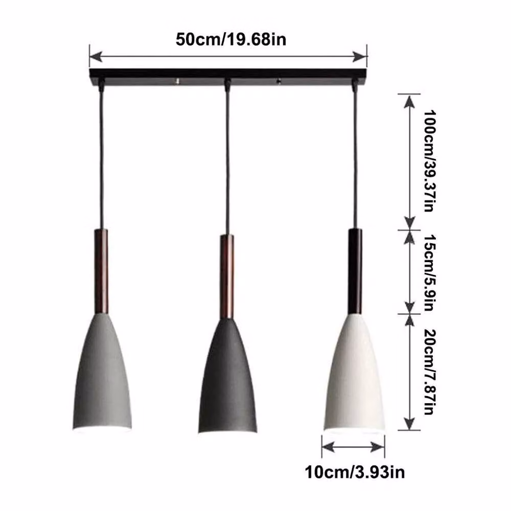EONLION Modern 3-Head LED Pendant Light in Black and Wood with Height Adjustable Suspension – 2