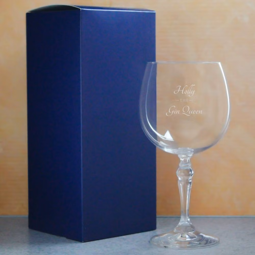 Uniqueful Personalised Gin Queen Crystal Gin and Tonic Cocktail Glass in Clear – 2