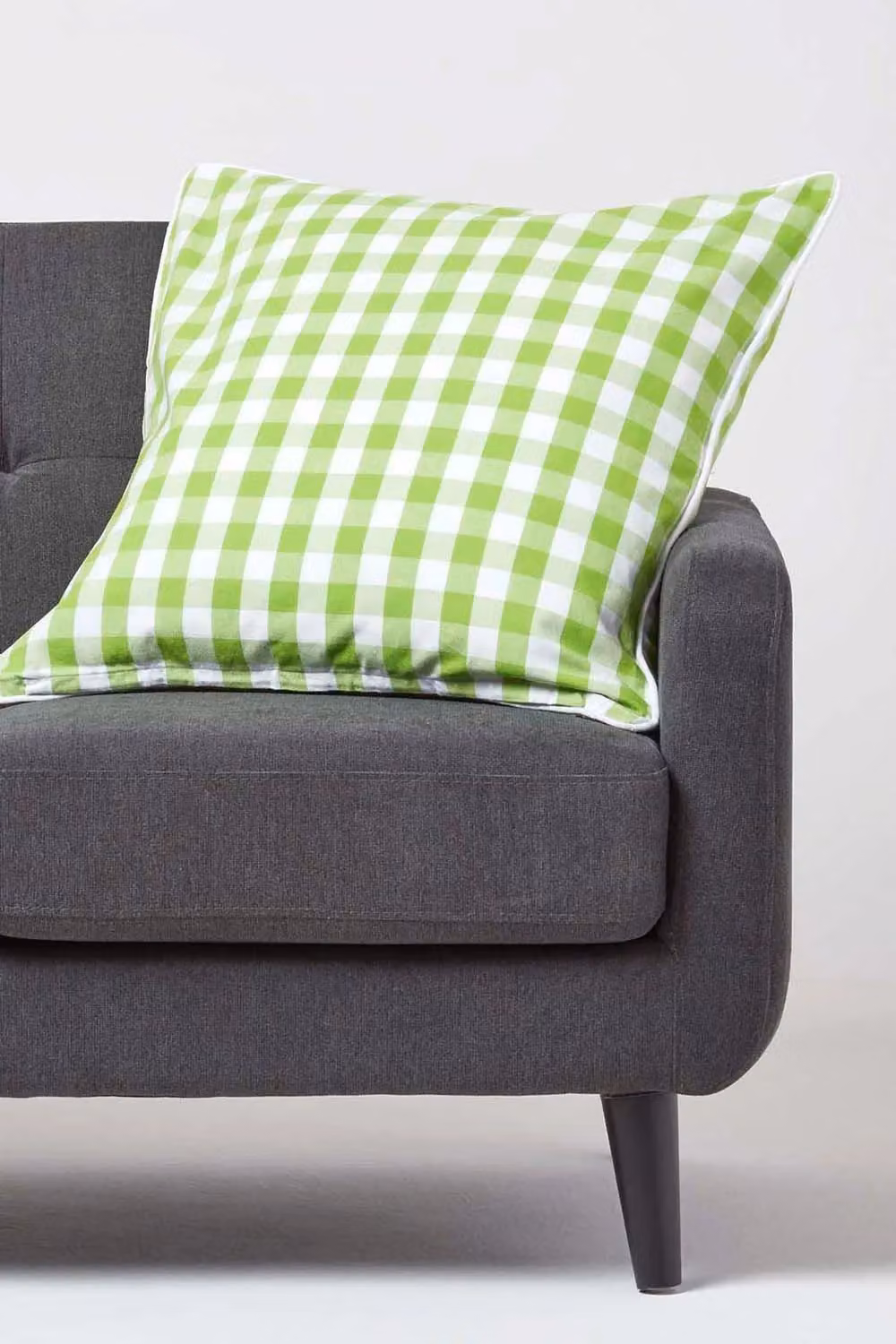 Homescapes Green and White Checked Cotton Gingham Square Cushion Cover W/D/H: 60 x 60 x 60 cm – 2