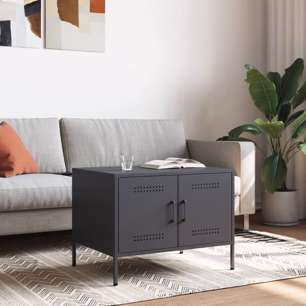 Berkfield Home Sturdy Metal Coffee Table in Anthracite Grey, W: 68 cm, D: 50 cm, H: 50.5 cm – 2