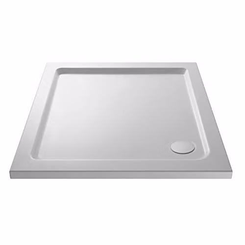 Nuie NTP015 Modern Square Slimline Pearlstone Shower Tray, Gloss White, W: 1000 mm x D: 1000 mm x H: 40 mm – 1