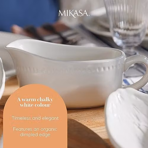Mikasa Cranborne Stoneware Gravy Boat, 300ml, White and Beige – 3