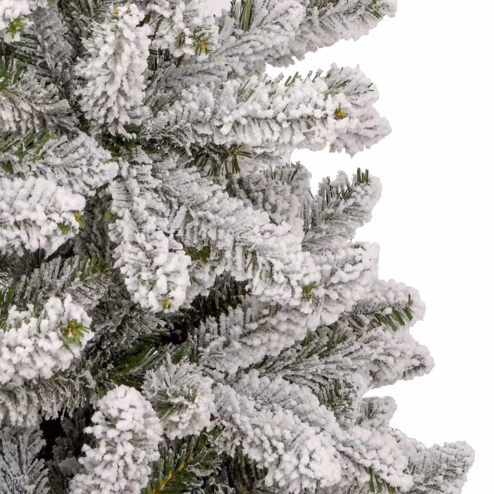 Berkfield Home Beautiful Artificial Hinged Christmas Tree with Flocked Snow in White, Height: 240 cm – 4