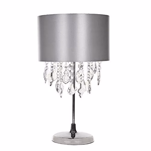 K LIVING Sheldon Silver Table Lamp with Beaded Shade