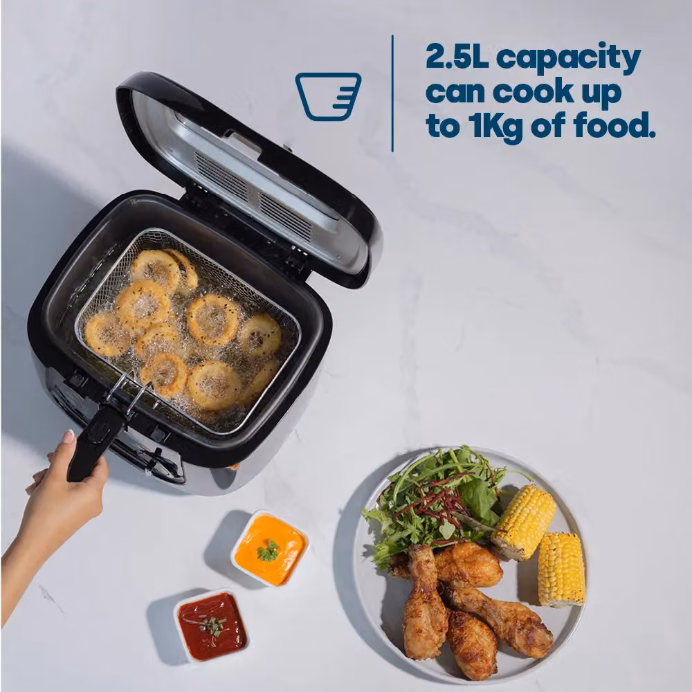 LIVIVO 2.5L Electric Deep Fat Fryer in Black with Viewing Window – 2