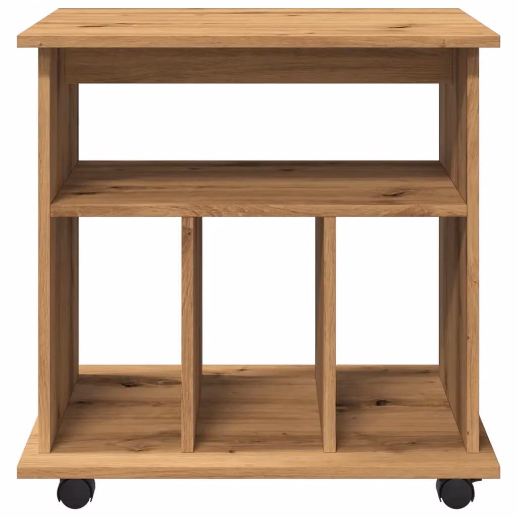 Berkfield Home Artisan Oak Rolling Cabinet in Brown, W/D/H: 60 x 45 x 60 cm – 4