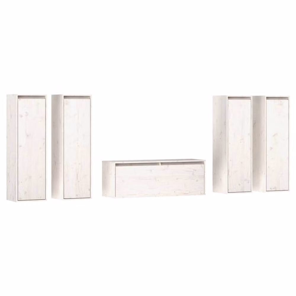 Berkfield Home White Solid Wood Pine TV Cabinet – 2