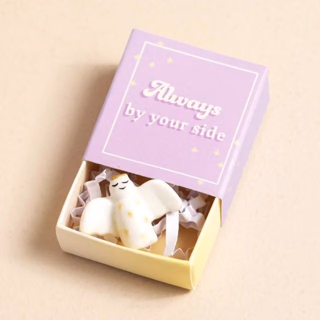 Lisa Angel White and Gold Ceramic Angel Token
