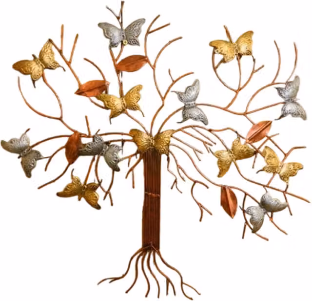 On Trade Winds Metallic Butterfly Wall Decoration in Silver and Multicolour Metal