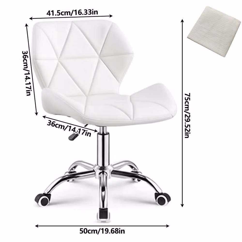Ventryn White Synthetic Leather Swivel Task Chair with Castors for Home Office or Dining Room – 1