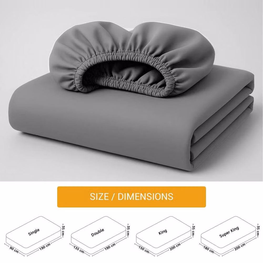 Pamposh 400 Thread Count Egyptian Cotton Double Fitted Sheet in Grey, W/D/H: 140 x 200 x 35 cm – 4