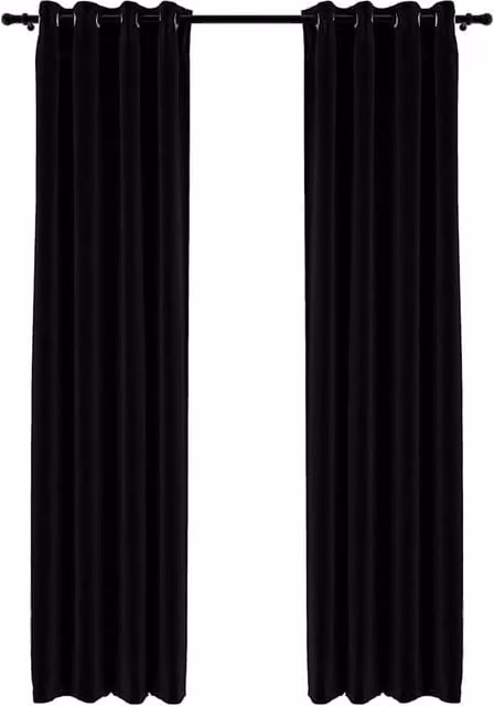 Berkfield Home Linen-Look Blackout Curtains with Eyelets, 2 Pack, Black, W: 140 cm, H: 225 cm – 1
