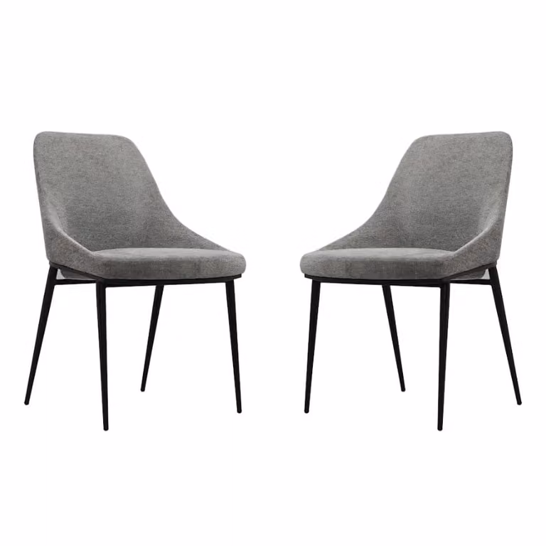 Tommy Franks Scandinavian Fabric Dining Chair in Grey and Black with Metal Legs