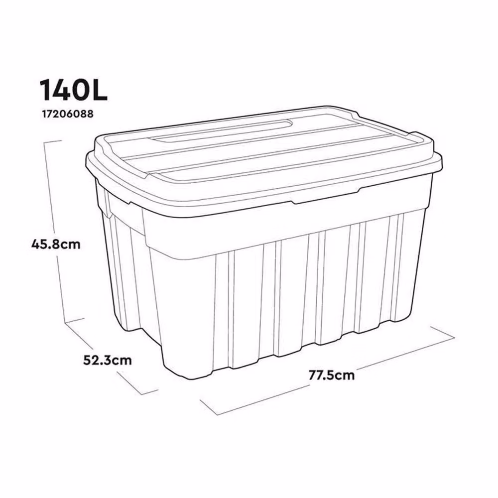 Keter Tuff Tote 140 Litre Heavy Duty Storage Box with Lid, Multicolour, W/D/H: 77.5 x 45.8 x 52.3 cm – 2