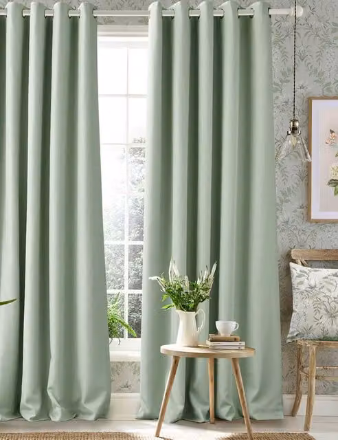Laura Ashley Stephanie Eyelet Blackout Curtains, Light Green, H: 229 cm x W: 183 cm