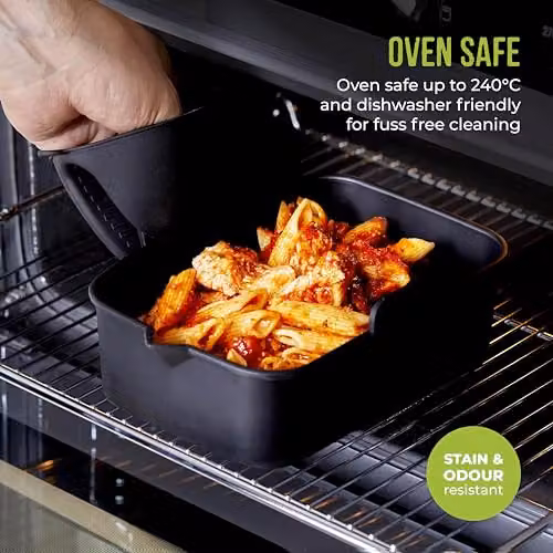 Tower T843093 Set of 2 Rectangular Silicone Air Fryer Trays, Black, Suitable for 6 Litre and Dual Basket Air Fryers – 7