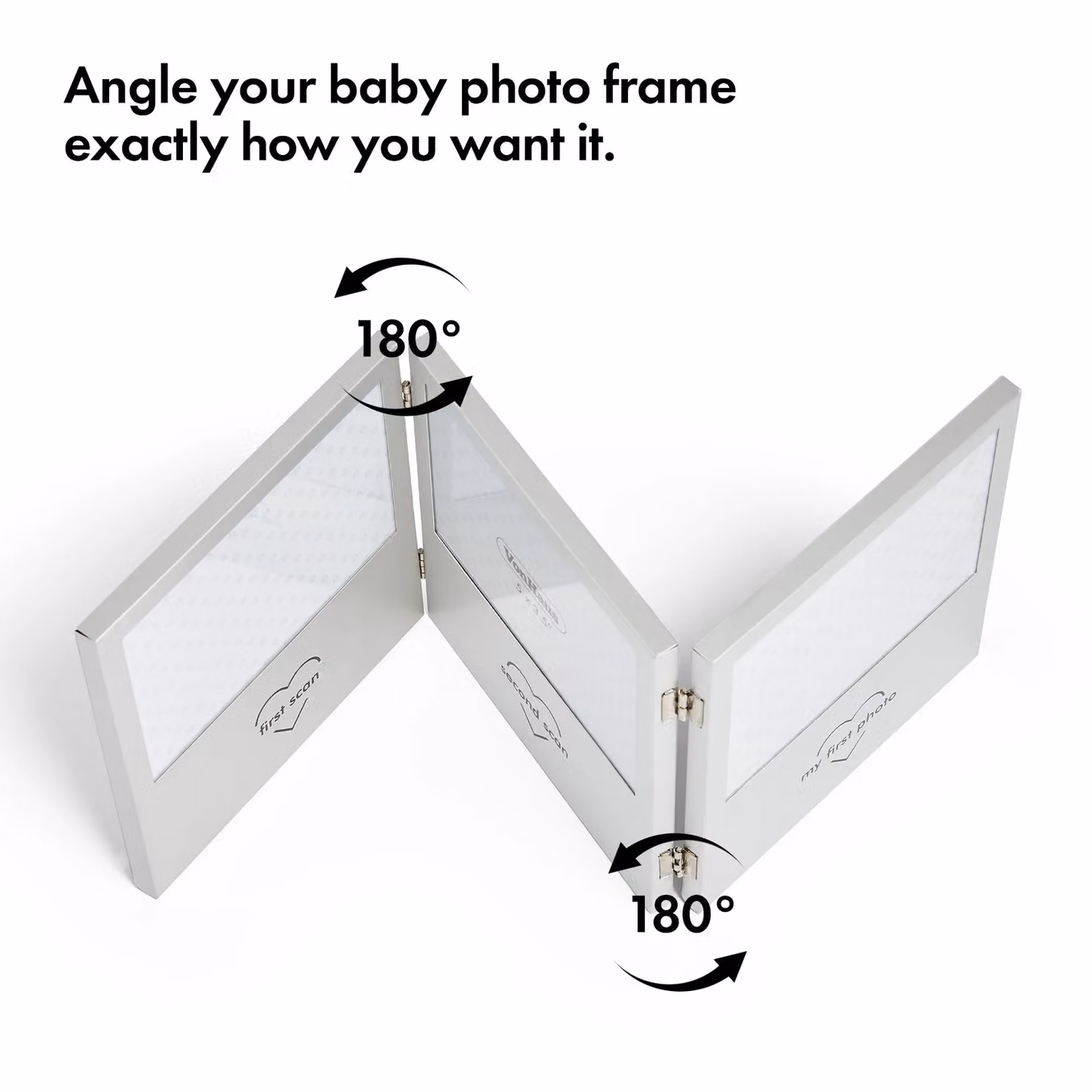 VonHaus Multi-Photo Baby Scan Photo Frame in Silver, Rectangular and Freestanding for Baby Showers and Gender Reveals – 3