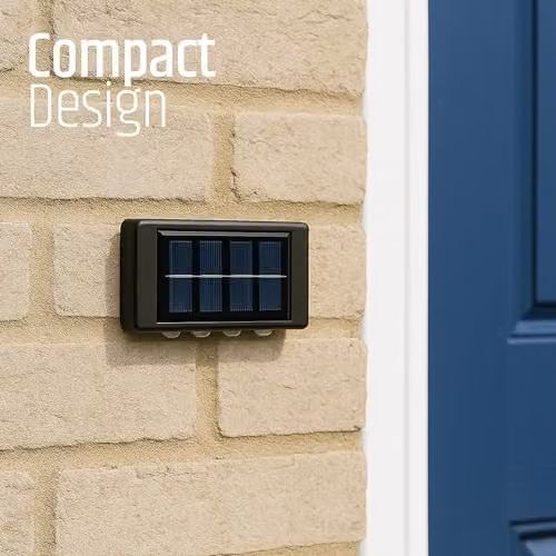 GardenKraft 2-Pack Solar Outdoor Wall Lights in Black with Warm White LEDs – 5