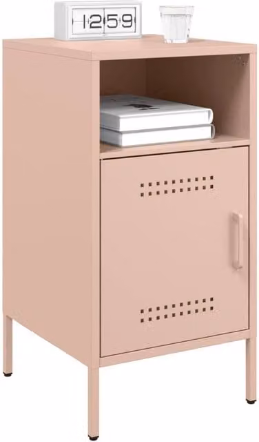 Berkfield Home Sturdy Metal Bedside Cabinets, 2 Pack, Pink, W: 36 cm, D: 39 cm, H: 68 cm