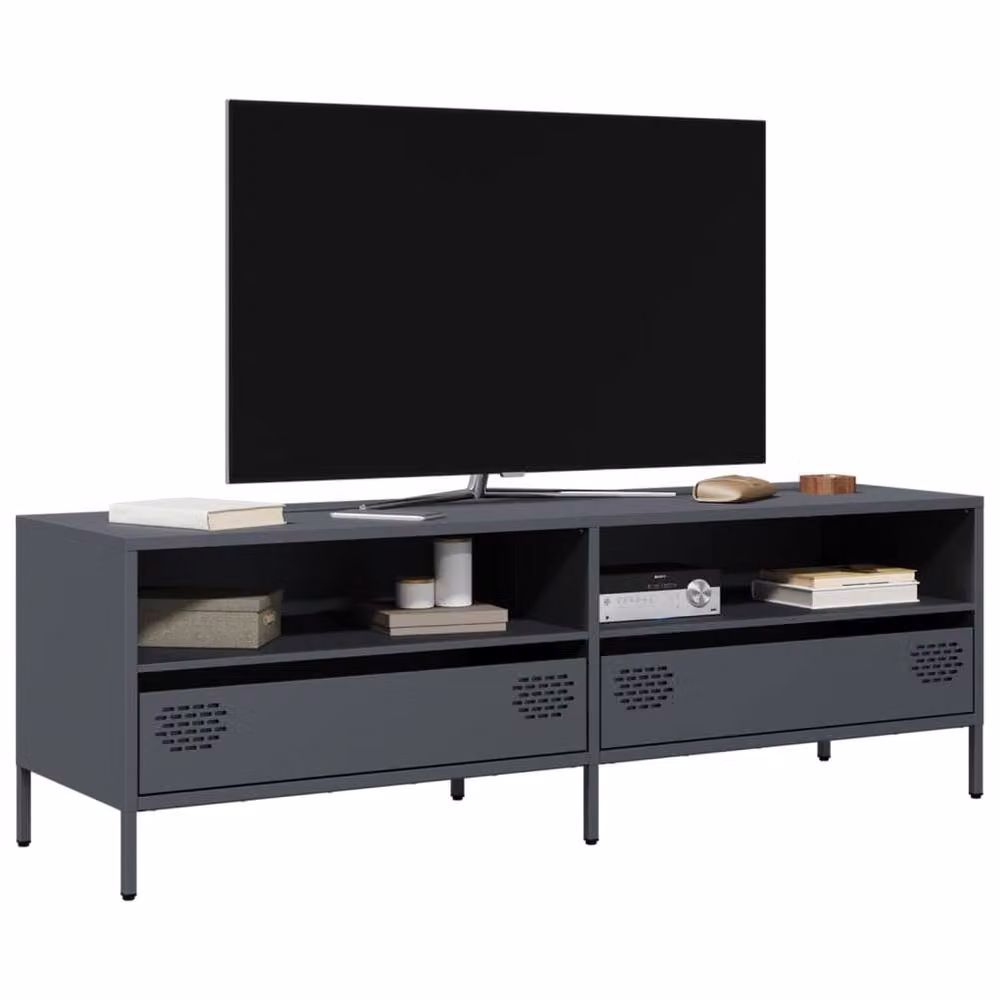 Berkfield Home Industrial TV Cabinet in Anthracite Grey, W/D/H: 135 x 39 x 43.5 cm – 2