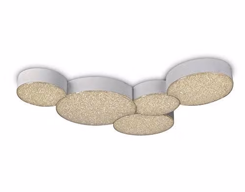 Netlighting Fusion LED Flush Ceiling Light in White with Crystal Design, 43W, 3000K, W: 63.5 cm, D: 46.3 cm
