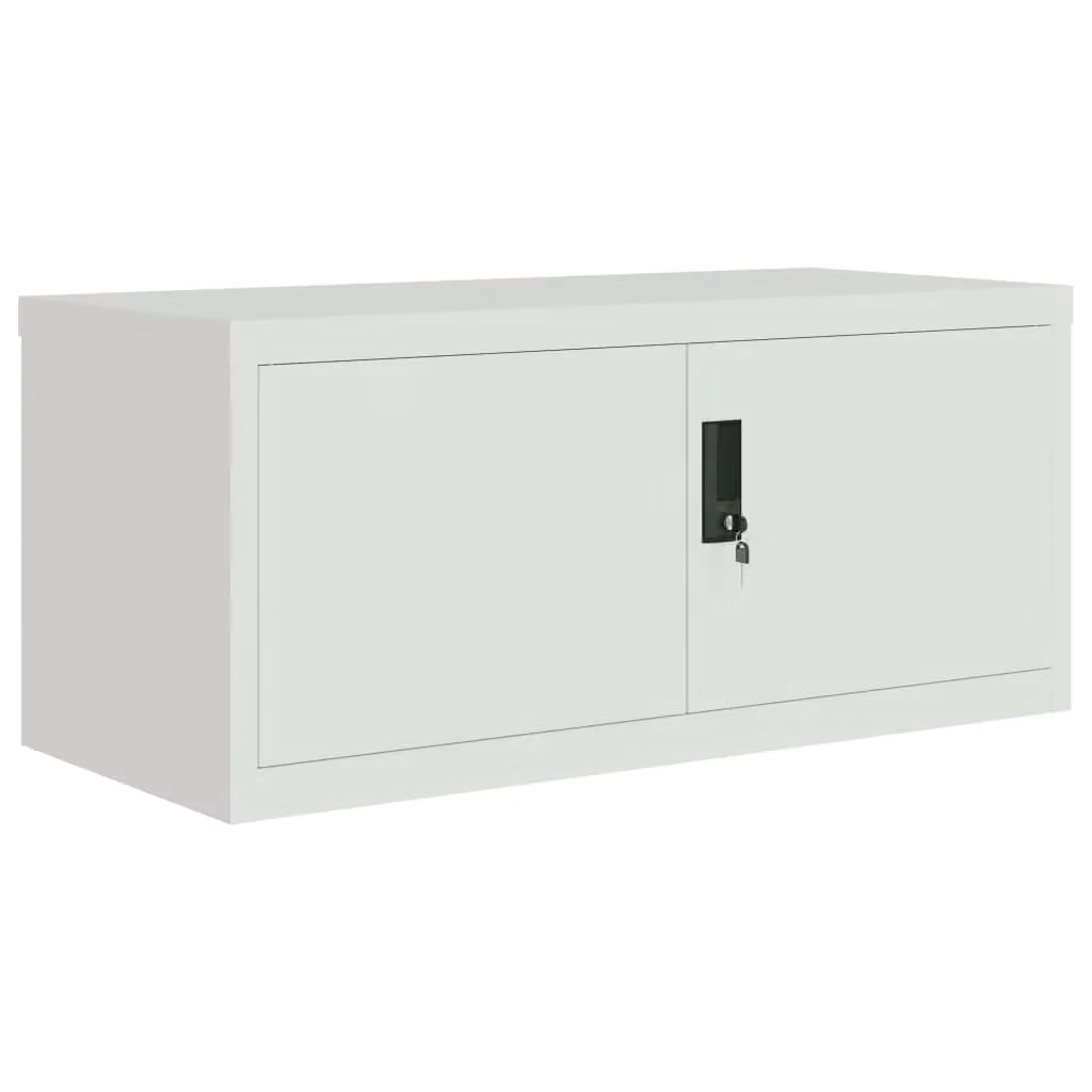Berkfield Home Steel File Cabinet in Matt Light Grey, W/D/H: 90 x 40 x 110 cm