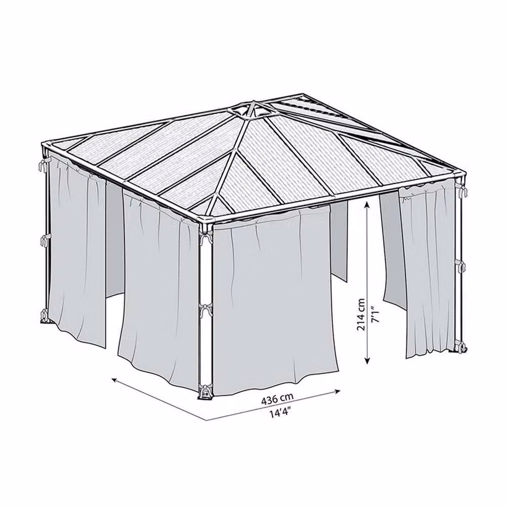 Palram Canopia Palermo 4300 Grey Polyester Gazebo Curtain Set – 7