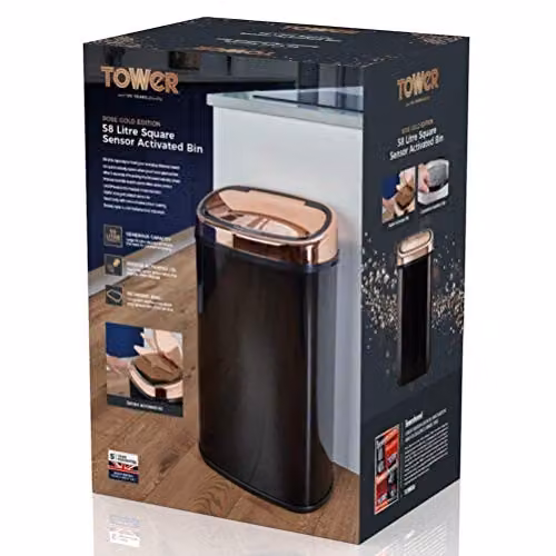 Tower Sensor Kitchen Bin in Black and Gold, W/D/H: 67.0 x 39.5 x 28.0 cm – 4