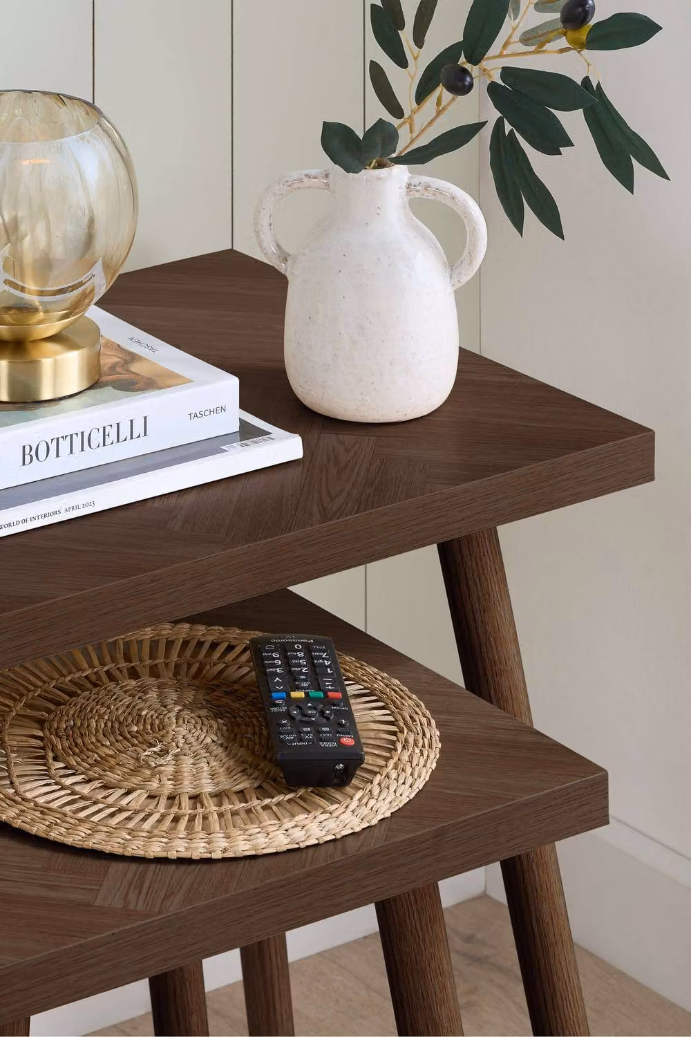 Birlea Herringford Nest of Tables in Brown Walnut Parquet Design – 2