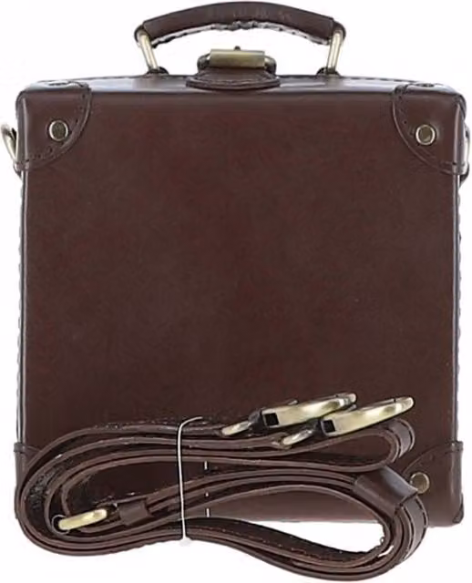 Ashwood VIN 8 Vintage Rectangular Leather Trinket Box with Handles in Brown
