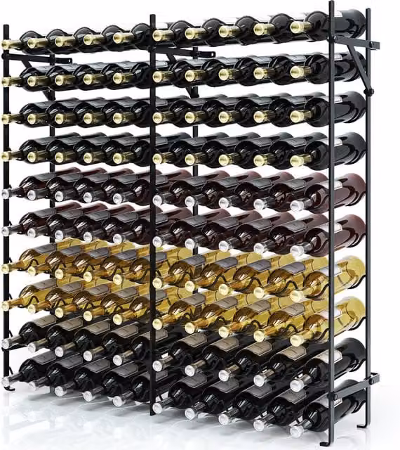 COSTWAY Large 100-Bottle Freestanding Metal Wine Rack in Black