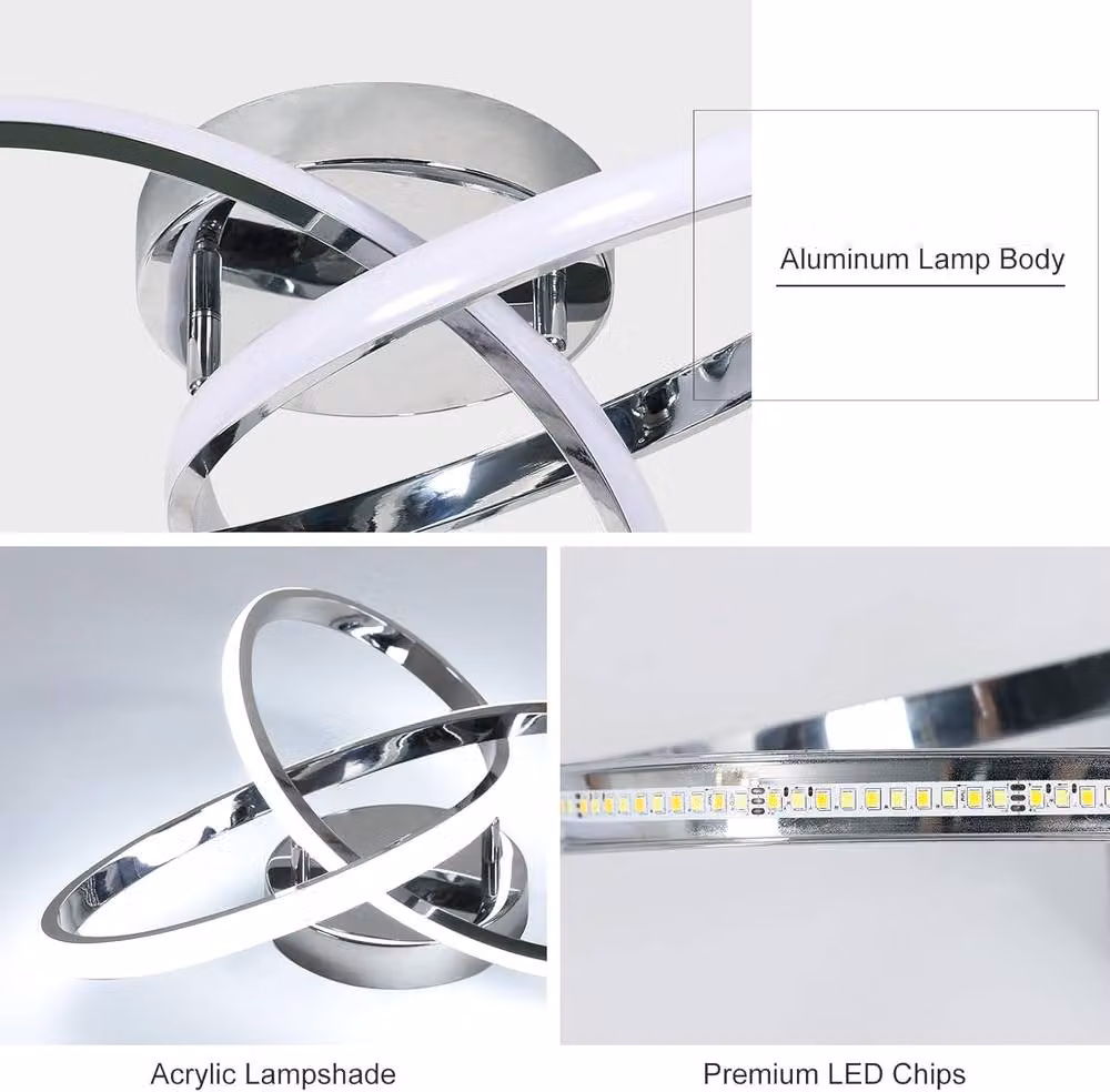 Goeco Modern LED Ring Ceiling Light, 36W, Dimmable with Remote Control, Silver – 4