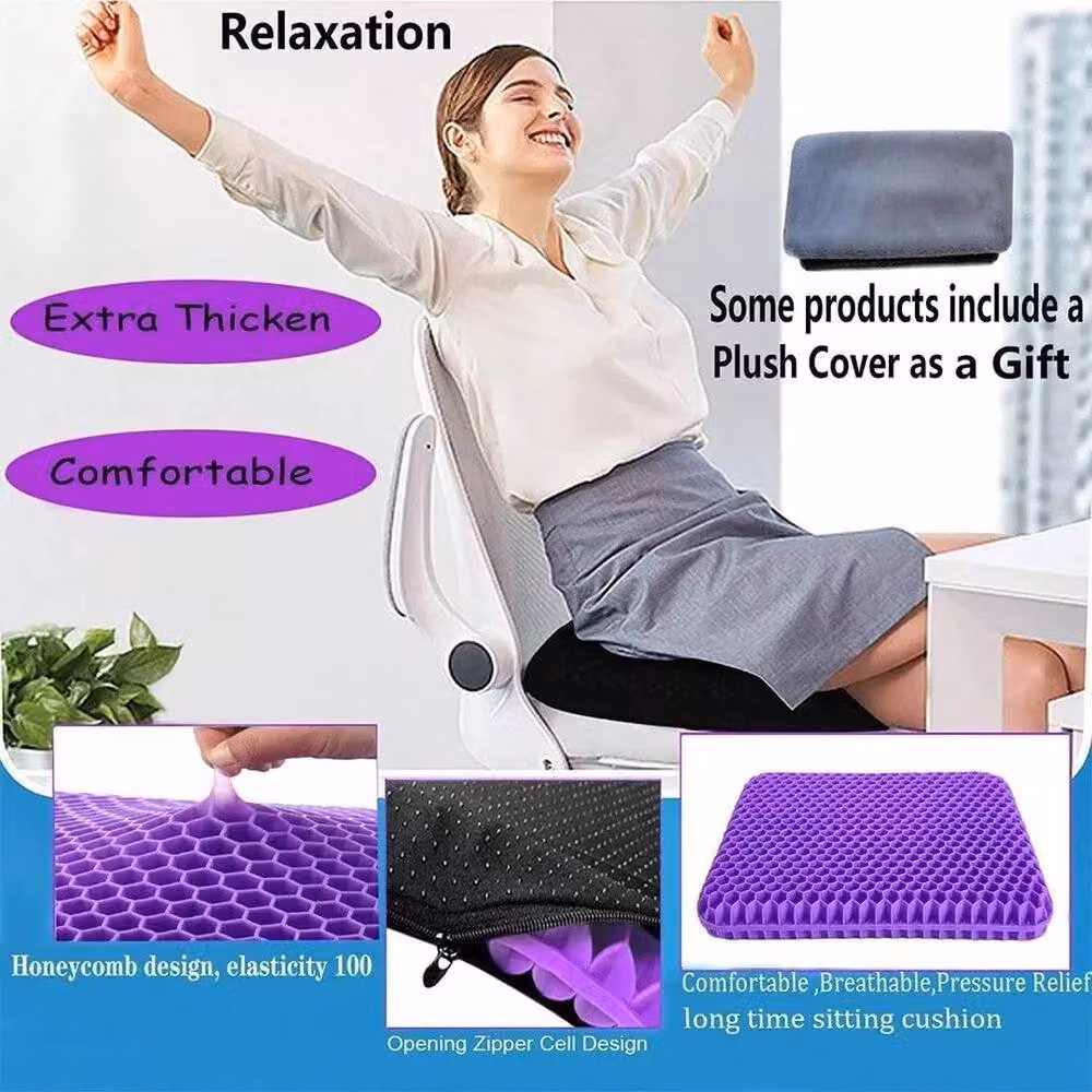 SPETLEK Orthopaedic Ergonomic Gel Seat Cushion, Purple, W: 120 cm x D: 135 cm – 2