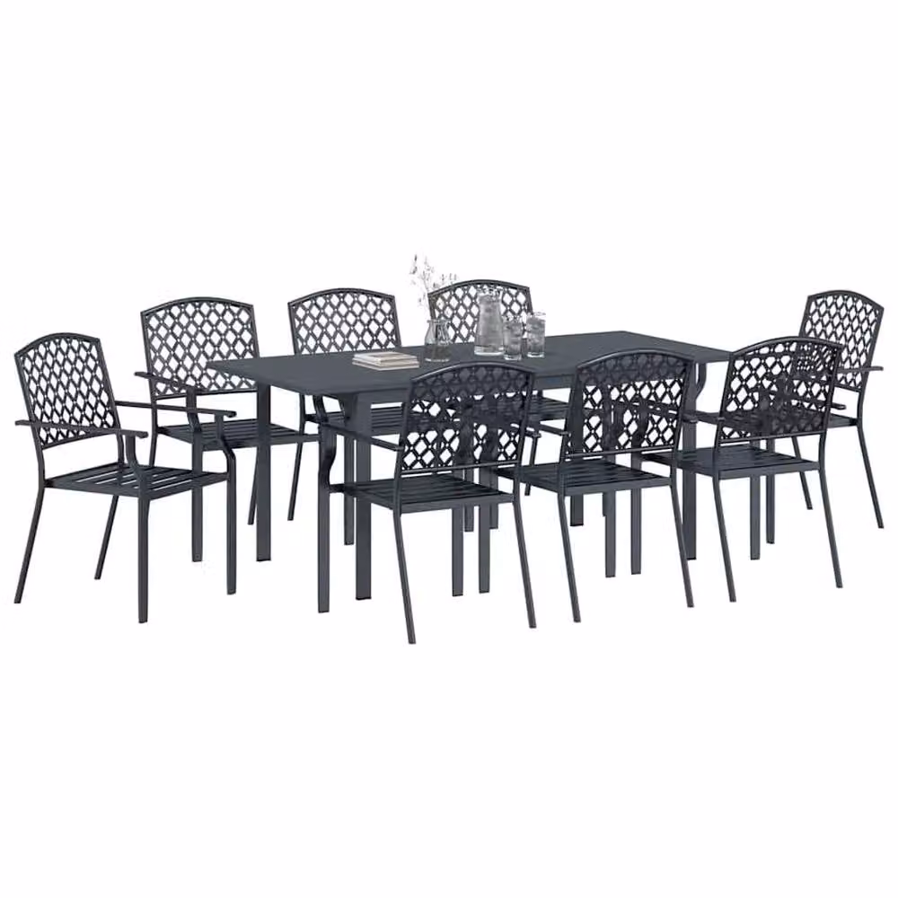 Berkfield Home 9 Piece Modern Garden Dining Set in Anthracite Grey Metal – 3