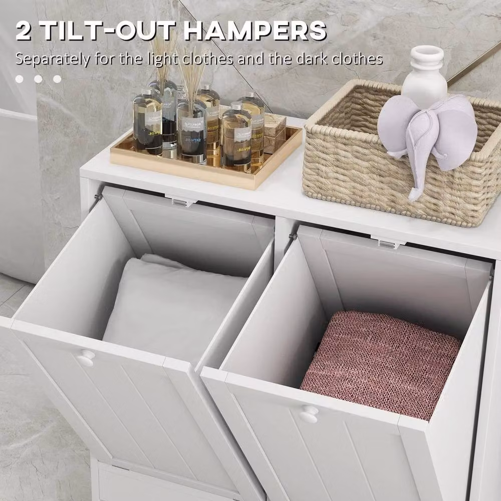 EONLION White Tilt-out Laundry Storage Cabinet for Bathroom – 2