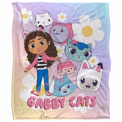 Gabby's Dollhouse Multicolour Super Soft Fleece Throw Blanket W/D: 152 x 127 cm