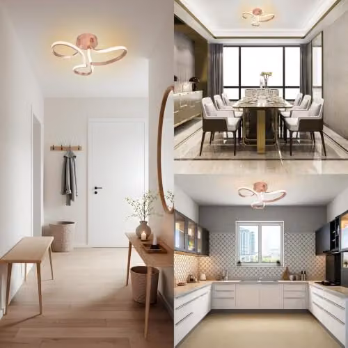 Cosylyte Moss 3 Light LED Modern Curved Ceiling Light in Matt Copper, W/D/H: 52 x 52 x 22 cm – 5