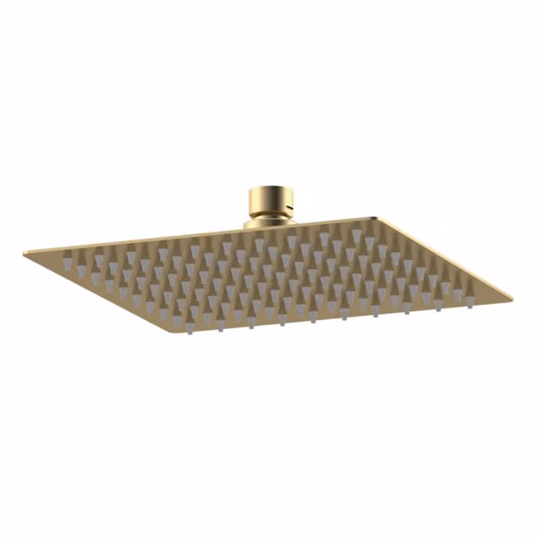 Windon Square Brushed Brass Fixed Overhead Shower Head with Anti-Limescale Feature