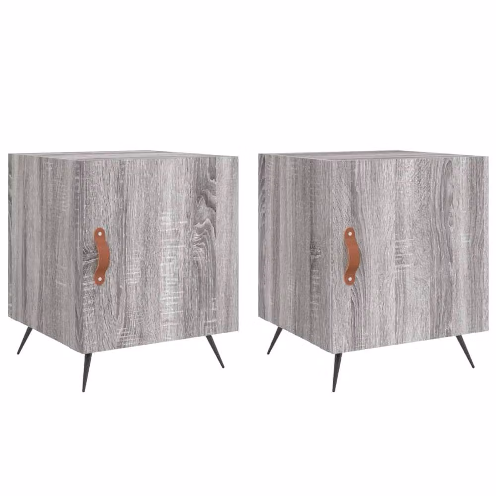 Berkfield Home Modern Bedside Cabinets, 2 Piece Set in Grey Sonoma, W/D/H: 40 x 40 x 50 cm – 2