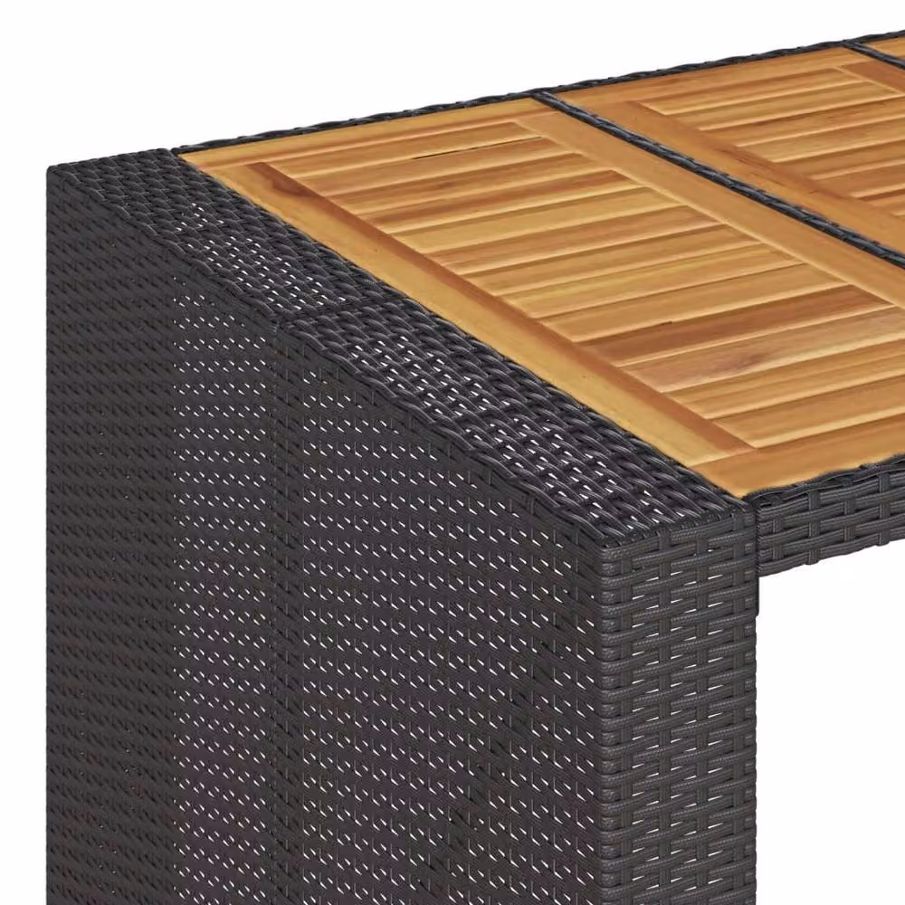 Berkfield Home Modern Garden Bar Table with Black Poly Rattan and Acacia Wood Top, W: 105 cm, D: 80 cm, H: 110 cm – 8