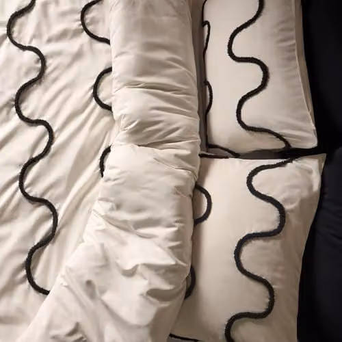 OHS Modern Tufted Wave Bedding Set in White, Double Duvet Cover and Pillowcases, W/D/H: 200 x 200 cm – 3