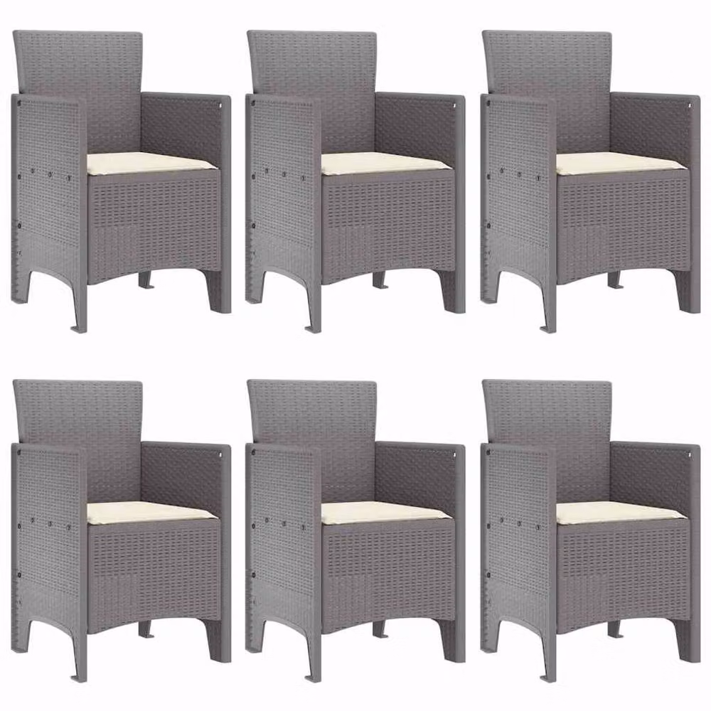 Berkfield Home 7 Piece Garden Dining Set with Light Grey Cushions and Poly Rattan – 3