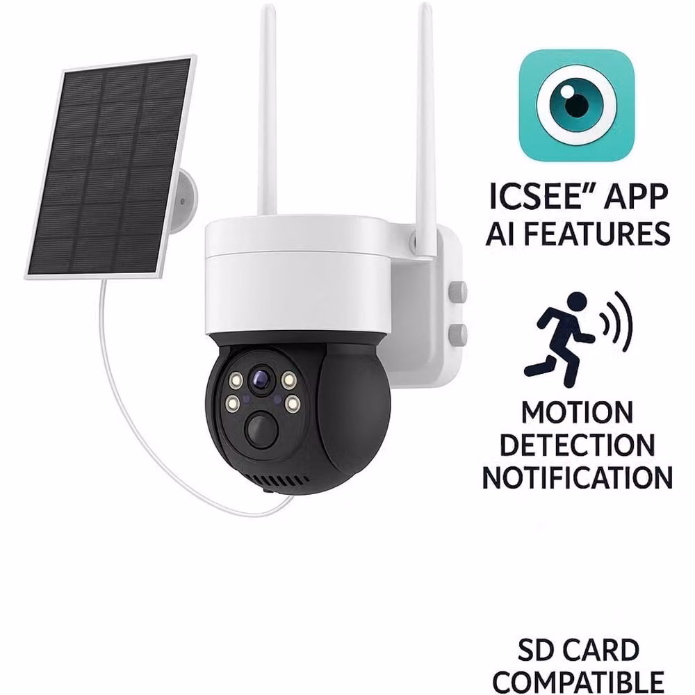 Nordara Solar Powered PTZ WiFi IP Security Camera in White and Multicolour – 2
